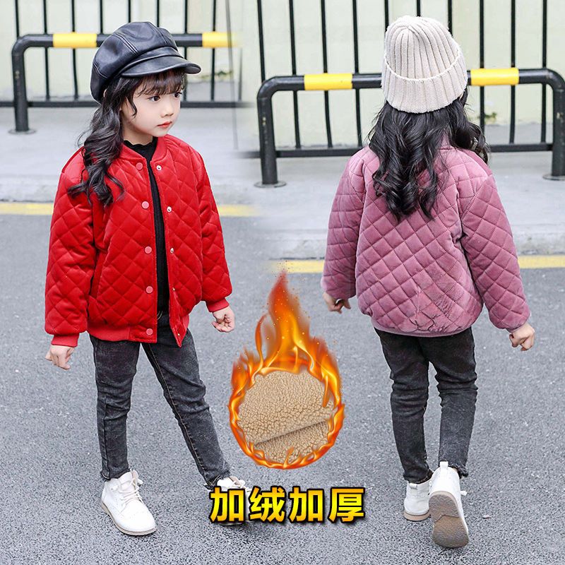 Girls' autumn and winter coat 2020 winter children's cotton padded and thickened cotton padded coat gold velvet jacket cotton padded jacket female baby's cotton padded jacket