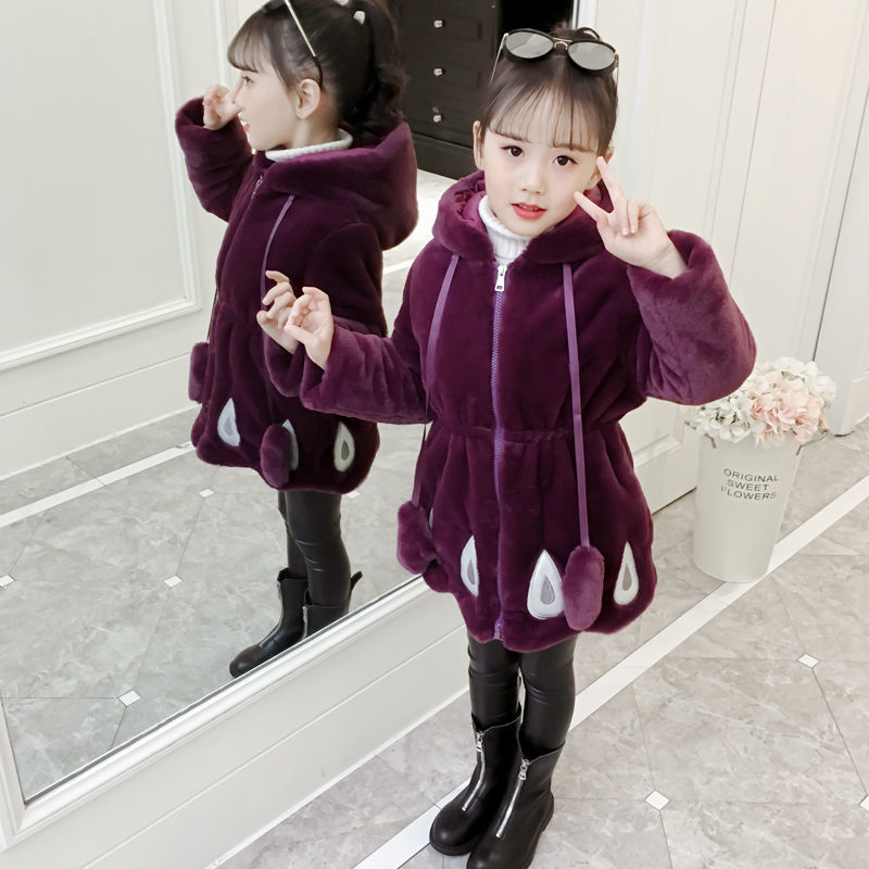 Girls' coats and sweaters 2023 new autumn and winter clothing children's style Korean style medium and large children's imitation fur thickened coats