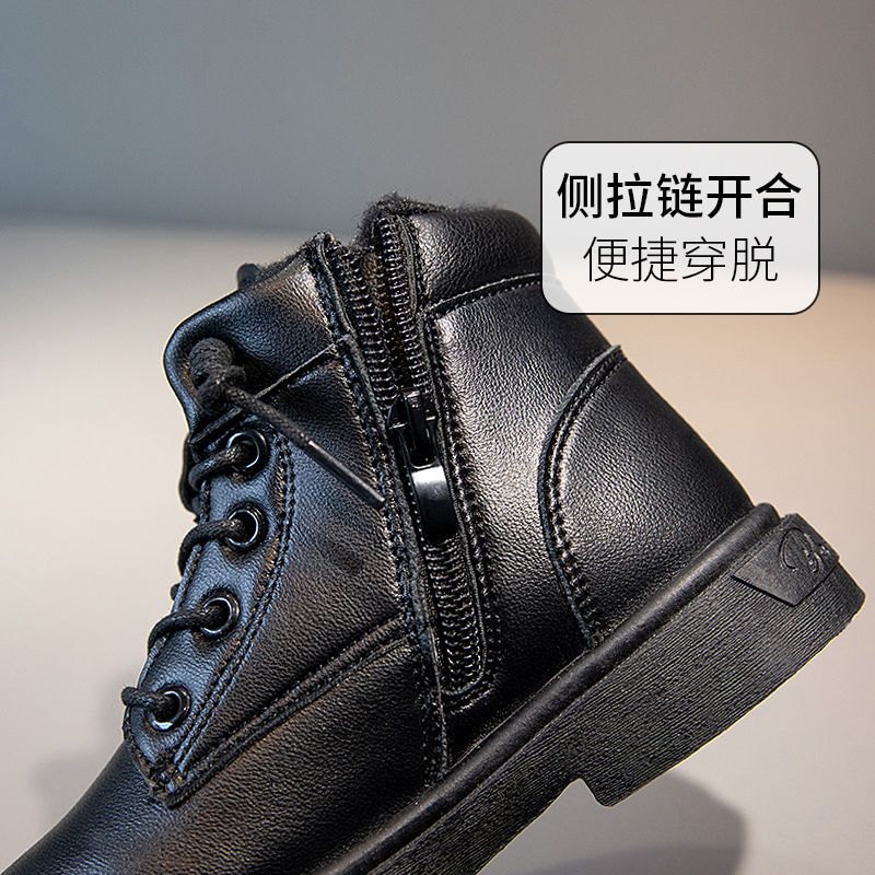 105991-班妮宝贝清仓女童马丁靴2021年秋冬季新款加绒加厚皮靴公主马丁靴-详情图