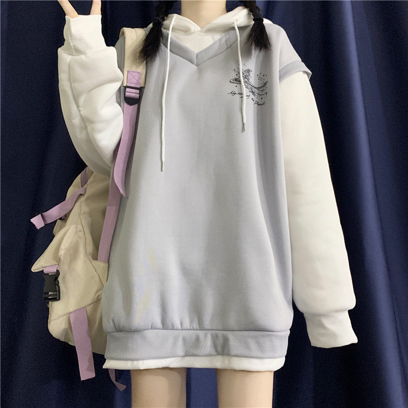 Plush and thickened sweater girl student 20 new coat fashion in autumn and winter yuansuyuan style Korean loose Hoodie