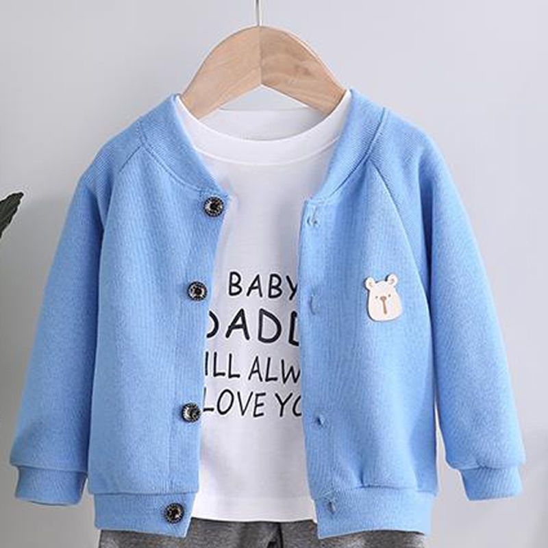Boys and girls' pure cotton coat autumn / winter 2020 new baby children's clothing sweater baby going out knitting cardigan top