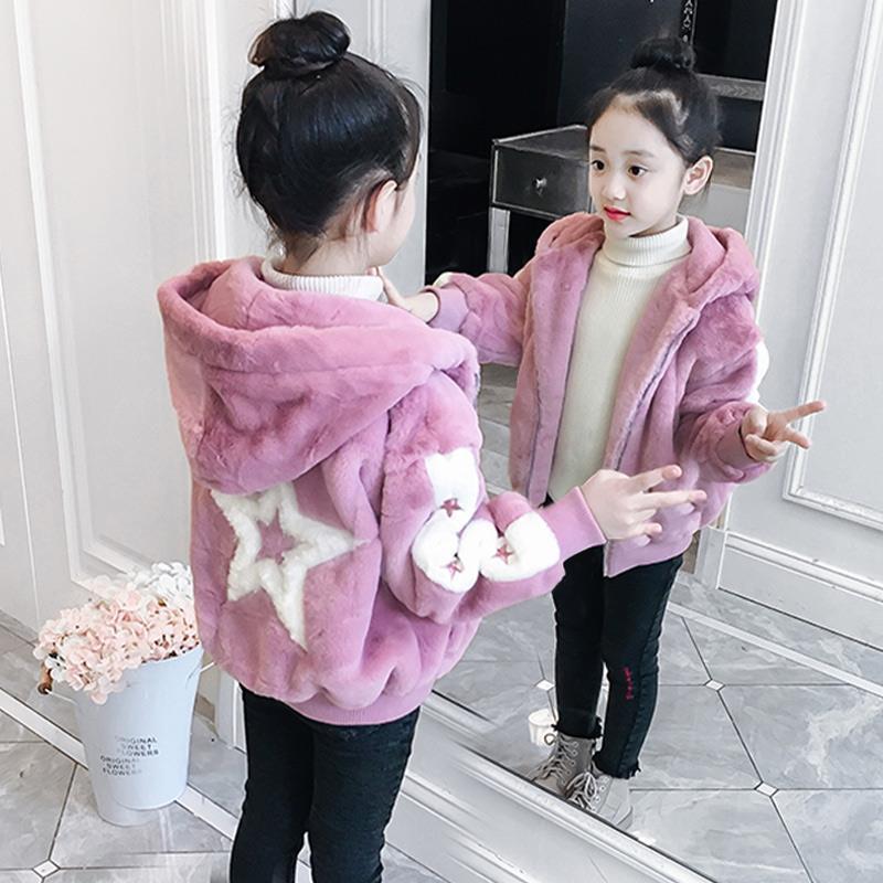Girls' autumn and winter woolen sweaters 2020 new baby girl Korean style foreign style plus velvet thickened little girl's quilted jacket