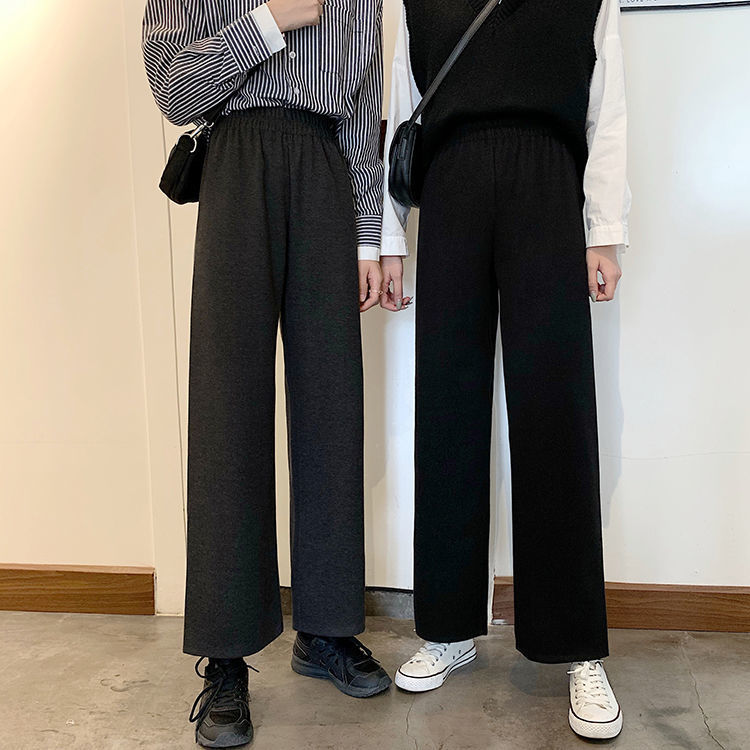 Autumn 2020 new casual pants straight tube loose suit pants show thin and drooping feeling floor sweeping wide leg pants women's high waist pants