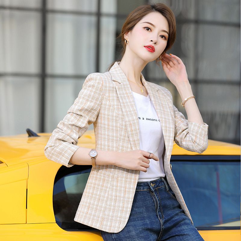 Pink Xiaoxiang style suit jacket female spring and autumn  new Korean version of the small man short suit jacket