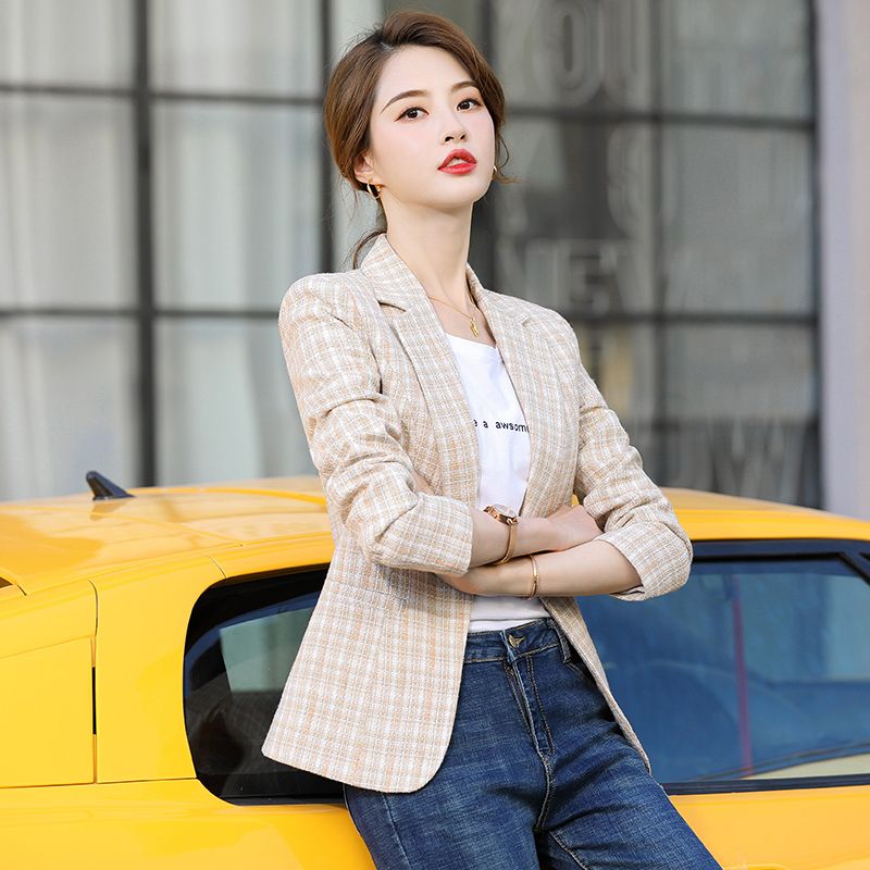 Pink Xiaoxiang style suit jacket female spring and autumn  new Korean version of the small man short suit jacket