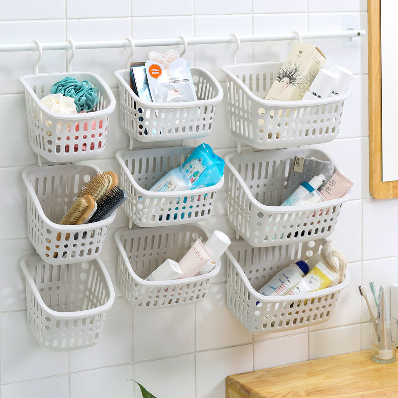 Hanging basket storage basket household plastic kitchen bath basket bathroom hanging basket toilet wall hanging goods student dormitory hanging basket