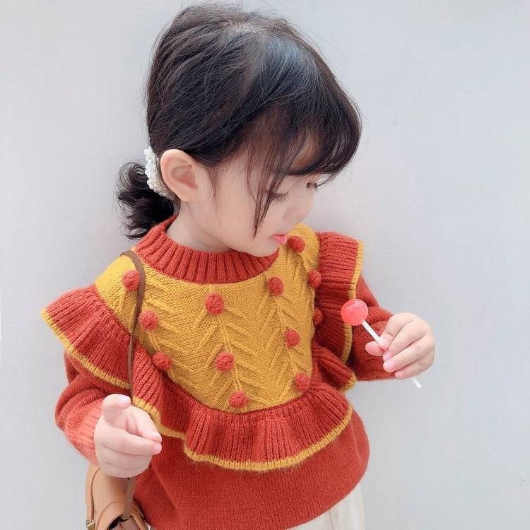 Girls' sweater 2020 new foreign style children's sweater spring, autumn and winter Korean style pullover round neck plus velvet thickening