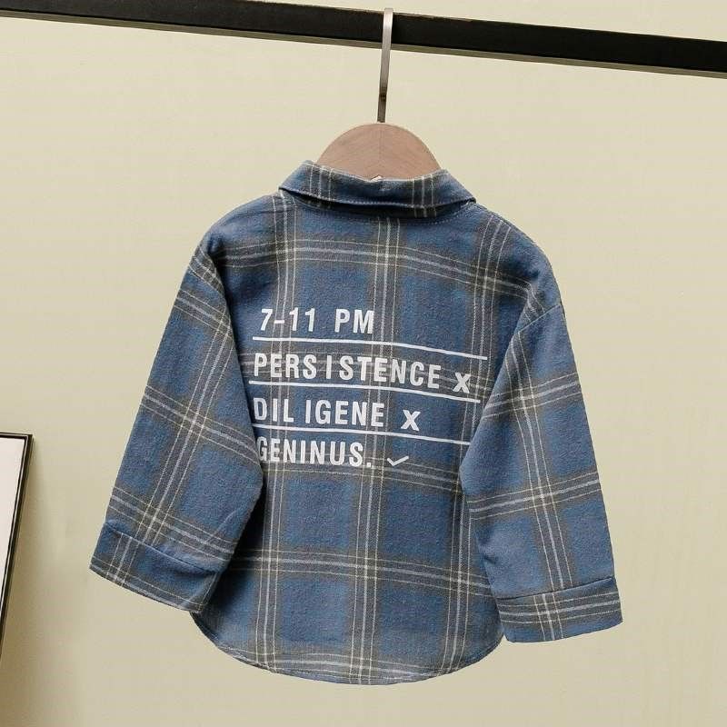 Boys and girls shirt spring and autumn small and medium-sized children's plaid shirt children's clothing foreign style baby long-sleeved cotton top thin coat