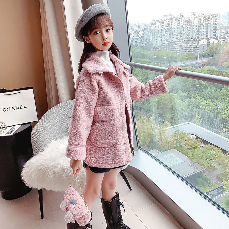 Autumn new girl's thick wool sweater 9 big children's net red jacket 7 little girl's fur one western style coat