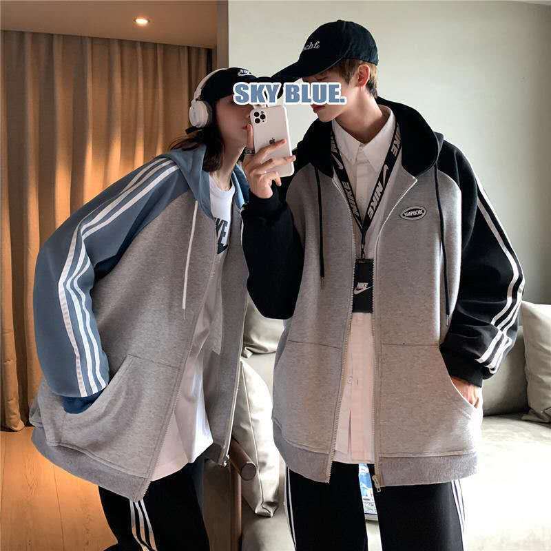 Spring and autumn couple cardigan sweater men's casual suit student class dress trend handsome sports coat two piece suit
