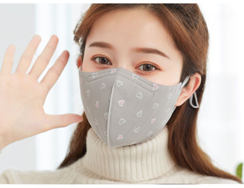 秋冬防寒口罩女个性时尚韩版学生印花立体骑行防风面罩可塑鼻梁条