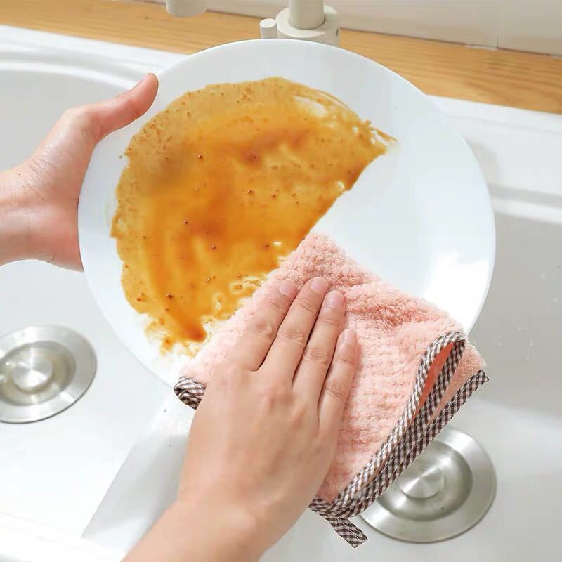 [No oil and no hair loss] dishcloth scouring cloth dishcloth non-stick oil kitchen special hand towel thickened towel