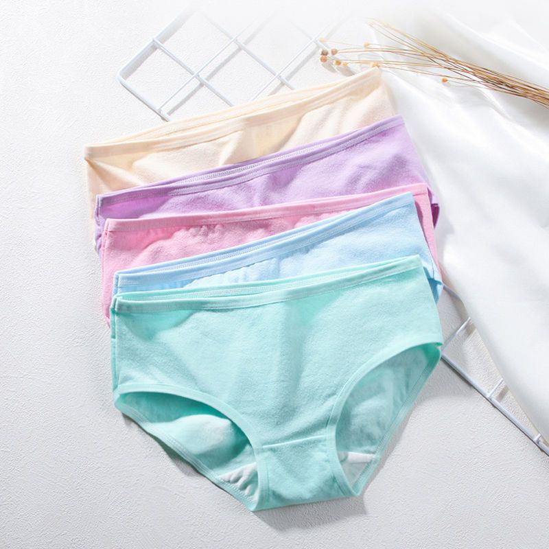 【浪莎】 女士纯棉内裤底腰简约糖果色底裤可爱女学生运动三角裤