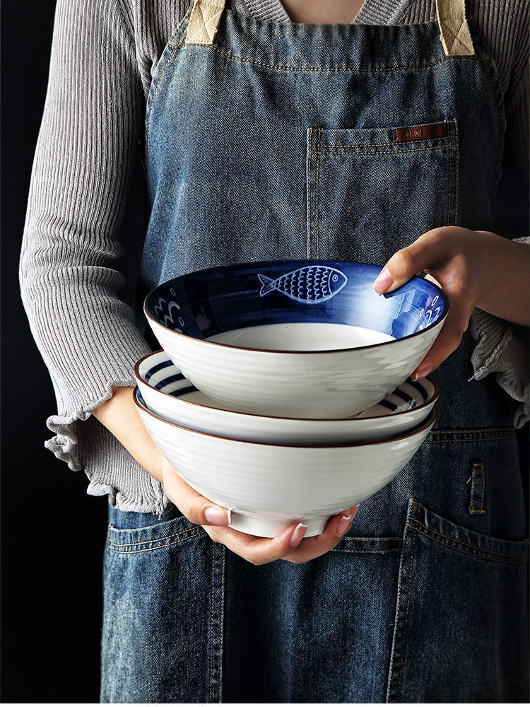 日式陶瓷大汤面碗家用牛肉面碗拌面泡面拉面碗复古水果沙拉碗餐具