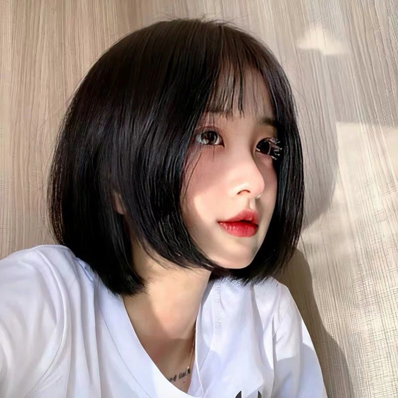 特卖假发女短发空气刘海bobo头内扣梨花头学生套修脸奶奶灰网红假