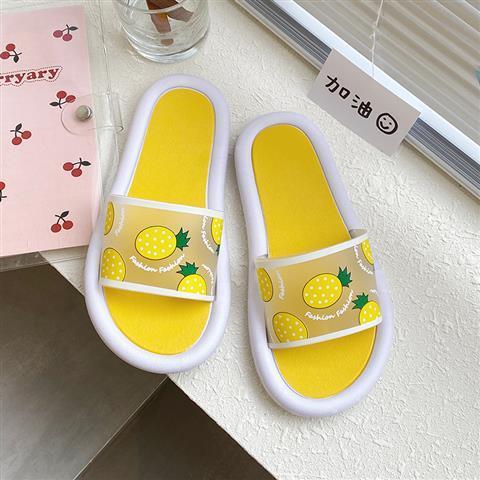 Summer new indoor antiskid bath slippers cute cartoon casual flat bottomed outdoor wear couple sandals for men and women