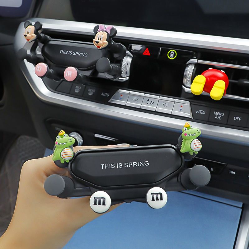Goddess mobile phone bracket car cartoon cute car upper air outlet gravity navigation support universal