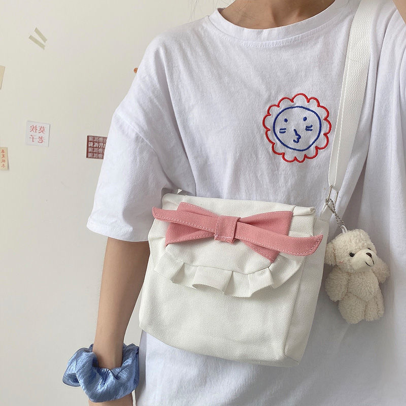 復古帆布小包包女包2020新款潮可愛百搭ins少女斜挎包日系單肩包