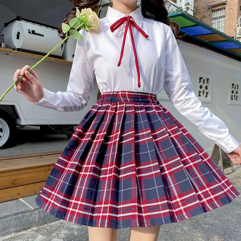 日系制服女套装12岁五六年级中学生表演百褶裙学院风jk格子校服裙