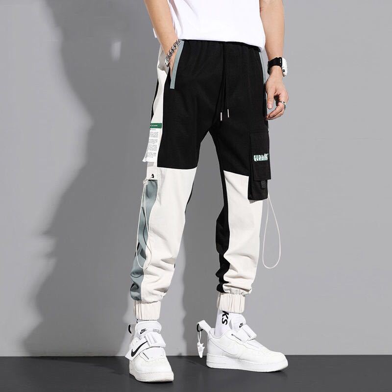 Overalls men's spring and summer fashion brand loose trend casual cropped pants men's Student Korean ins versatile Leggings