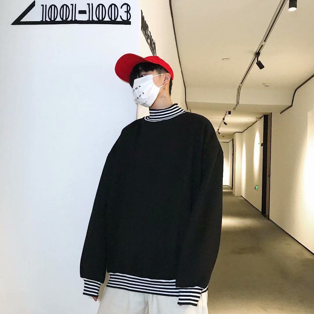 Boys' sweater, Korean fashion, students without cap, loose round collar, plush and thickened BF, autumn and winter without cap and plush