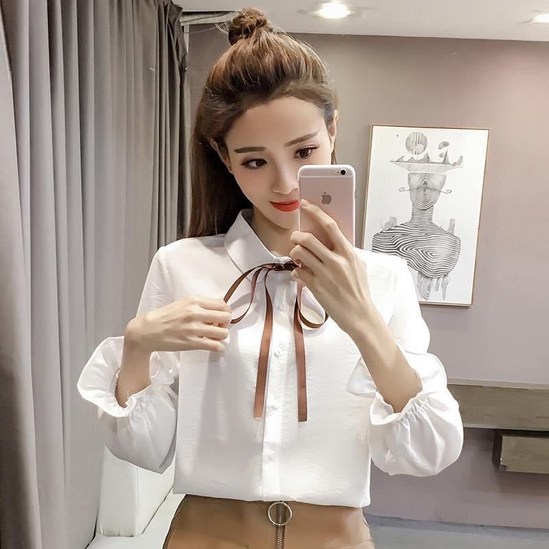 [detachable bow] new long sleeve Vintage shirt for women in autumn 2020