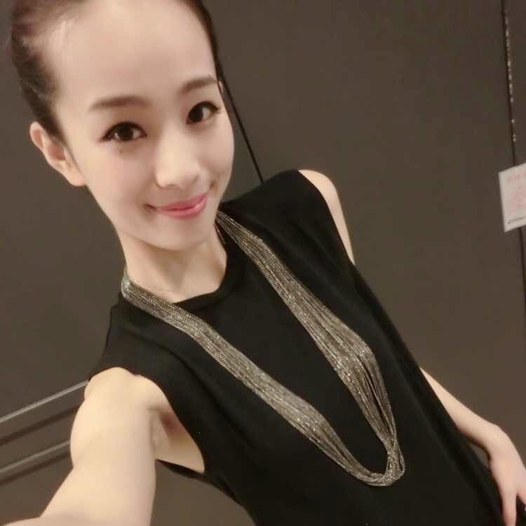 韓國新款時尚百搭流蘇毛衣鏈多層鏈條長款項鍊秋冬衣服裝配飾品女