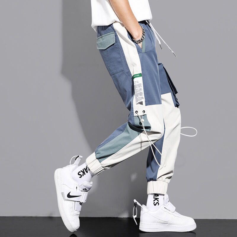 Overalls men's spring and summer fashion brand loose trend casual cropped pants men's Student Korean ins versatile Leggings
