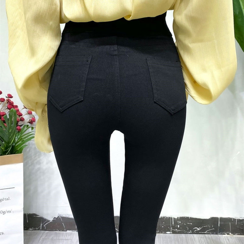 Large size leggings women's outerwear spring and summer slimming and abdomen elastic tight feet magic pants women's 2023 high waist