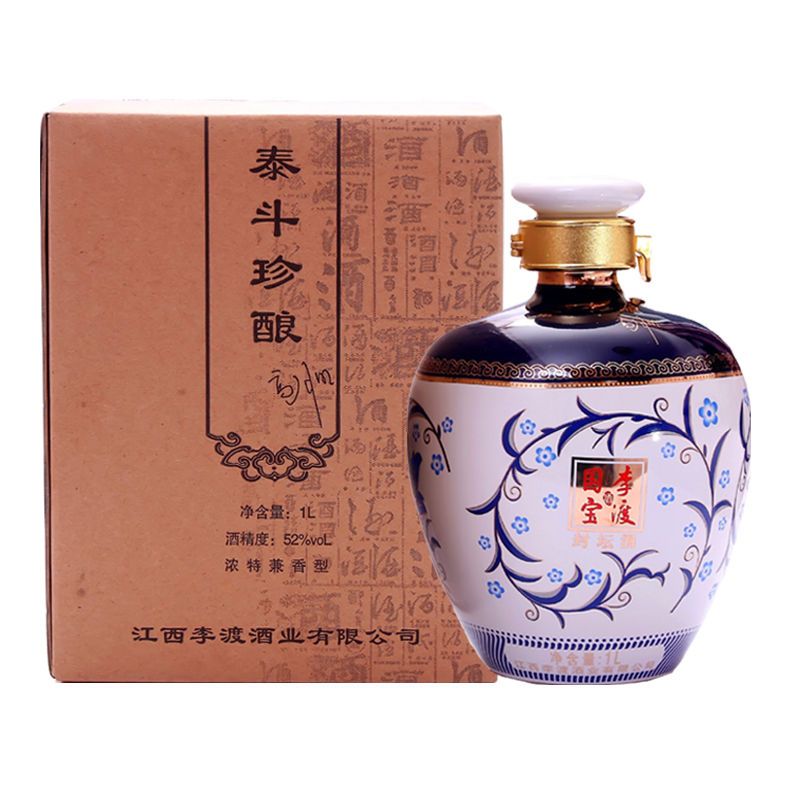 李渡酒52度李渡泰斗珍酿1l礼盒装坛子酒粮食酒封坛原浆酒