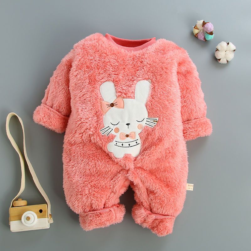 Baby clothes flannel warm pajamas boys and girls baby coral fleece one-piece clothes Romper climbing clothes children's Romper