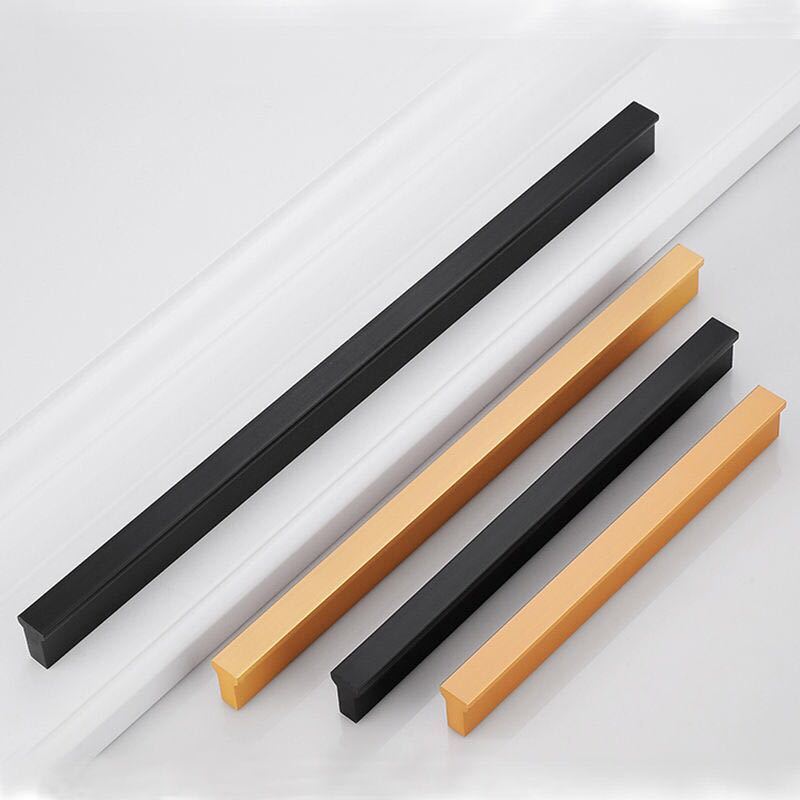 现代简约金色柜门拉手铝合金黑色加长把手大衣柜橱柜吊柜抽屉拉手