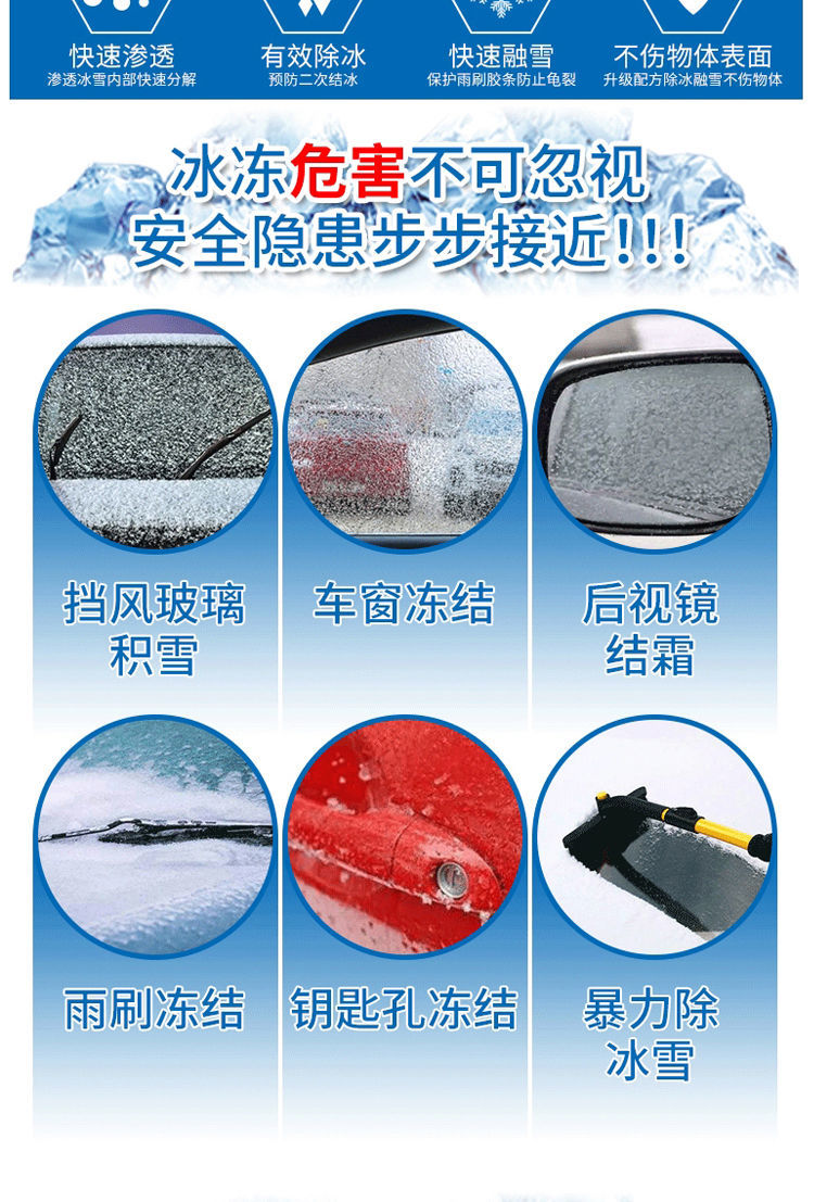 汽車百貨汽車融雪除冰劑玻璃除霜劑去冰神器車窗防結冰噴霧車用冰箱除雪劑 露天拍賣