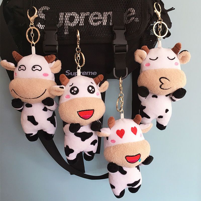 Cartoon keychain schoolbag charm zodiac cow doll calf doll plush pendant birthday gift toy