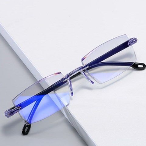 High definition myopia glasses for men and women frameless cutting edge protection blue light goggles 0 - 400 Korean version of Chaoyuan face student glasses