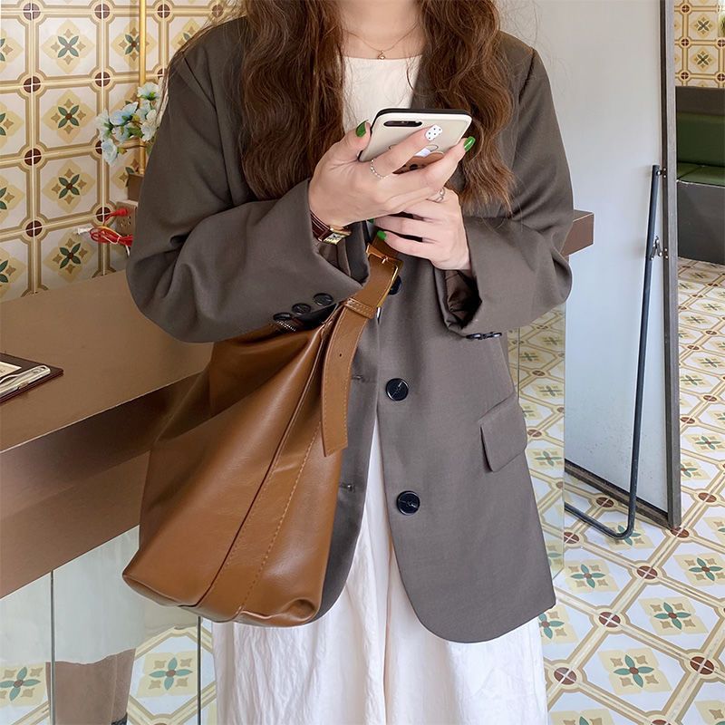 韓版百搭包包軟塌極簡風單肩包大包2020新款包包女大容量斜挎包