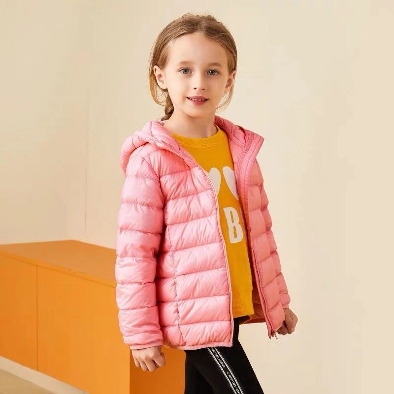 New white duck down children's down jacket light and thin boys and girls middle and big children's coat children's baby autumn and winter children's clothing