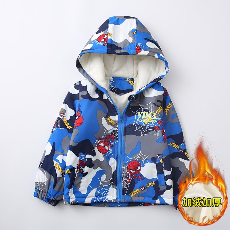 Children's wear boys' autumn and winter submachine jacket with plush and cotton jacket middle school children's Korean windbreaker children's cotton jacket foreign style 3-15