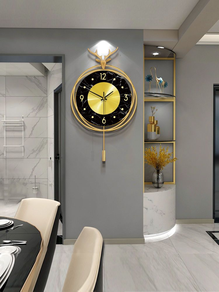 钟表挂钟客厅北欧电子表时钟鹿头墙上挂墙家用创意装饰现代极简约