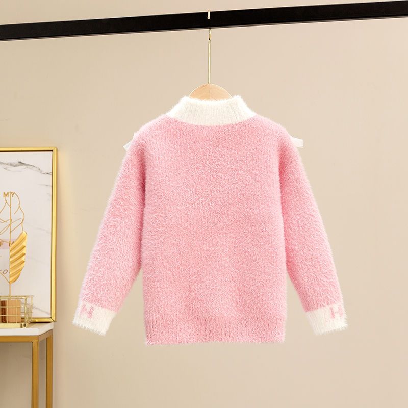 Girls autumn and winter new mink sweater 2020 Korean thickened Zhongda children's foreign style bottoming sweater Pullover Sweater