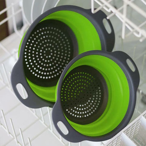Double fold telescopic drain basket plastic circular large vegetable washing basin vegetable washing basket storage fruit dish kitchen supplies
