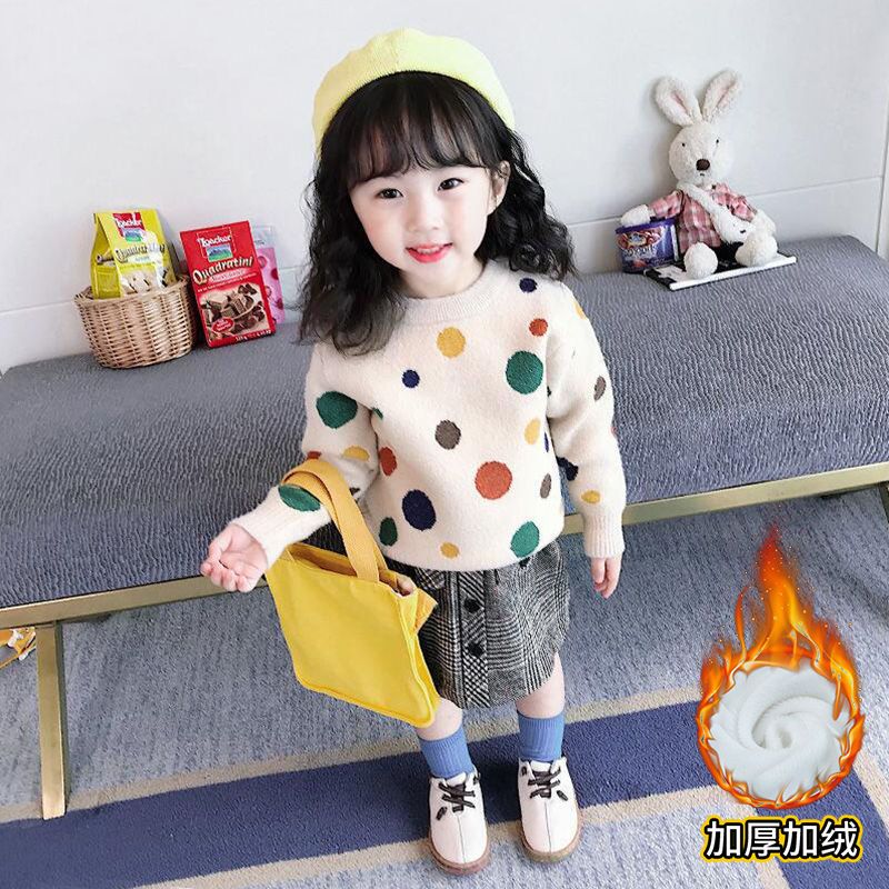 女童毛衣2020新款秋裝兒童洋氣套頭針織衫女寶寶加厚款秋冬打底衫
