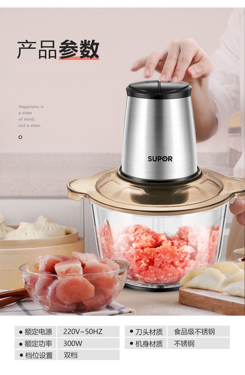 泊尔绞肉机家用电动多功能搅肉料理机搅拌机碎菜打馅机jr12