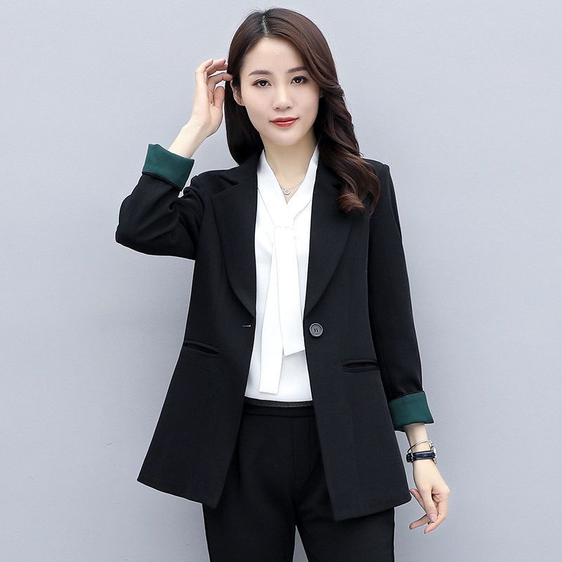 Small suit jacket women's mid-length 2023 spring and autumn new Korean version of the British style net red black suit jacket women
