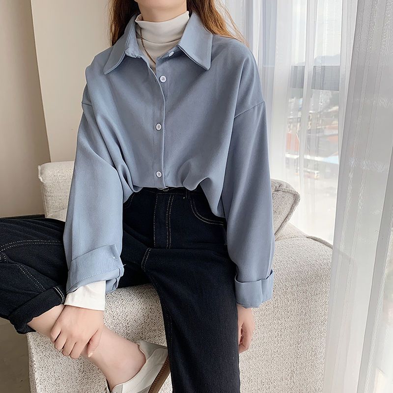 White shirt women's long-sleeved women's clothing 2022 new trendy shirt women's spring and autumn temperament and fashionable top