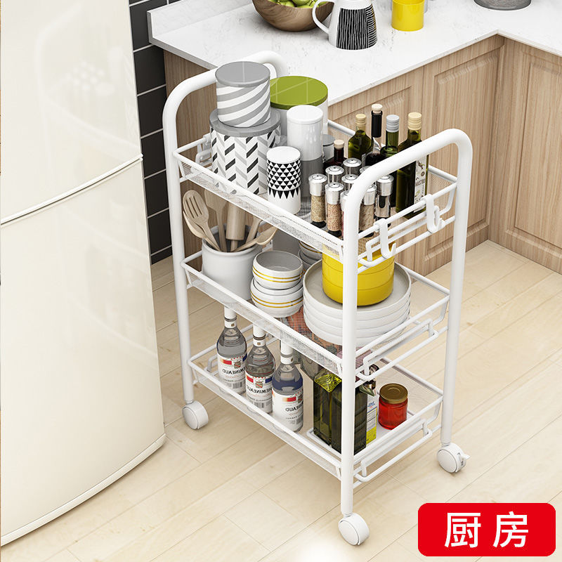 Kitchen shelf trolley pulley bedroom storage rack snack storage rack floor multi-layer fruit and vegetable rack