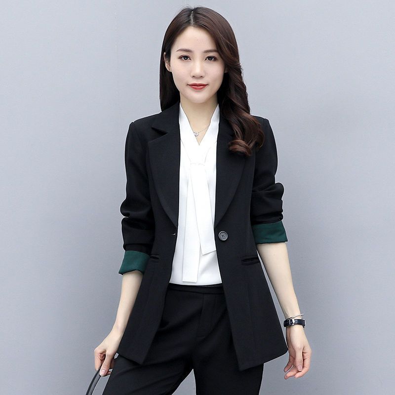 Small suit jacket women's mid-length 2023 spring and autumn new Korean version of the British style net red black suit jacket women