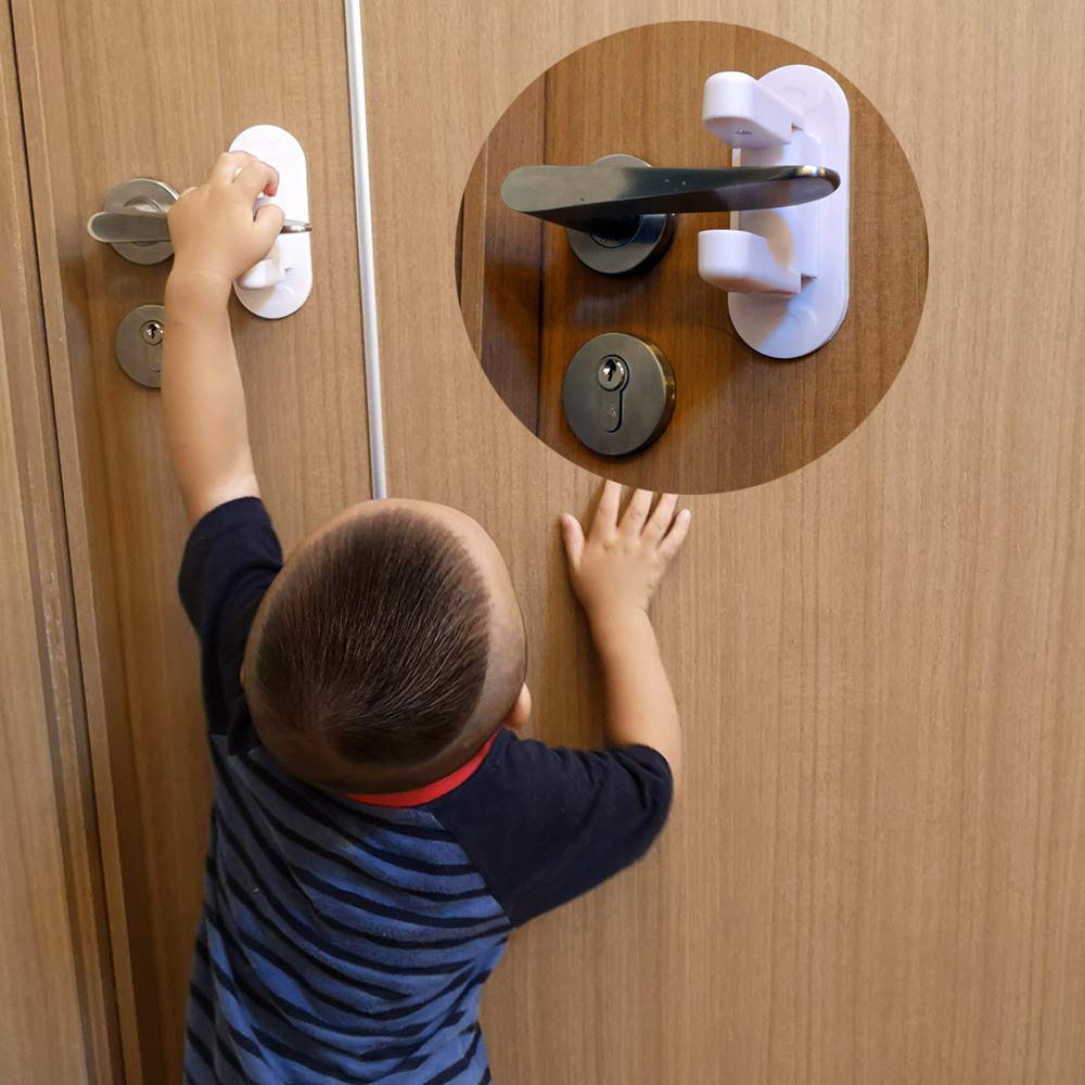 Children's door handle safety lock toilet protection fixed lock baby bedroom door anti theft anti open door push window buckle