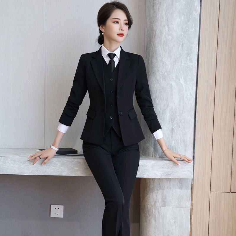 职业装西服西装女套装正装韩版学生面试外套气质大码工作服三件套【3