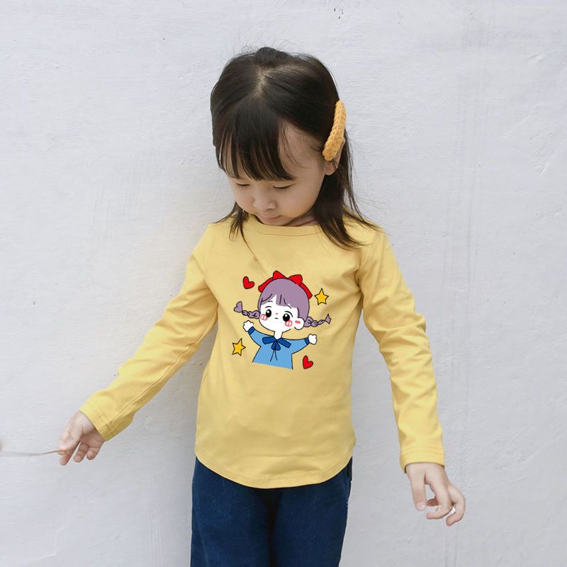 Cotton children's base coat spring and Autumn New Korean boys' solid top girls' versatile round neck long sleeve T-shirt